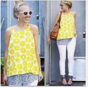 Anthropologie Porridge Lemon Slice Print Swing Top